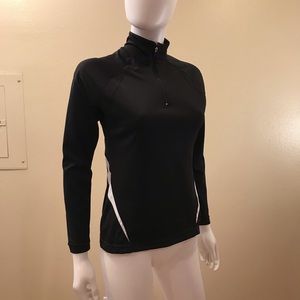 Jockey Athletic Pullover Quarter Zip Womens Size Small Black White Long Sleeve
